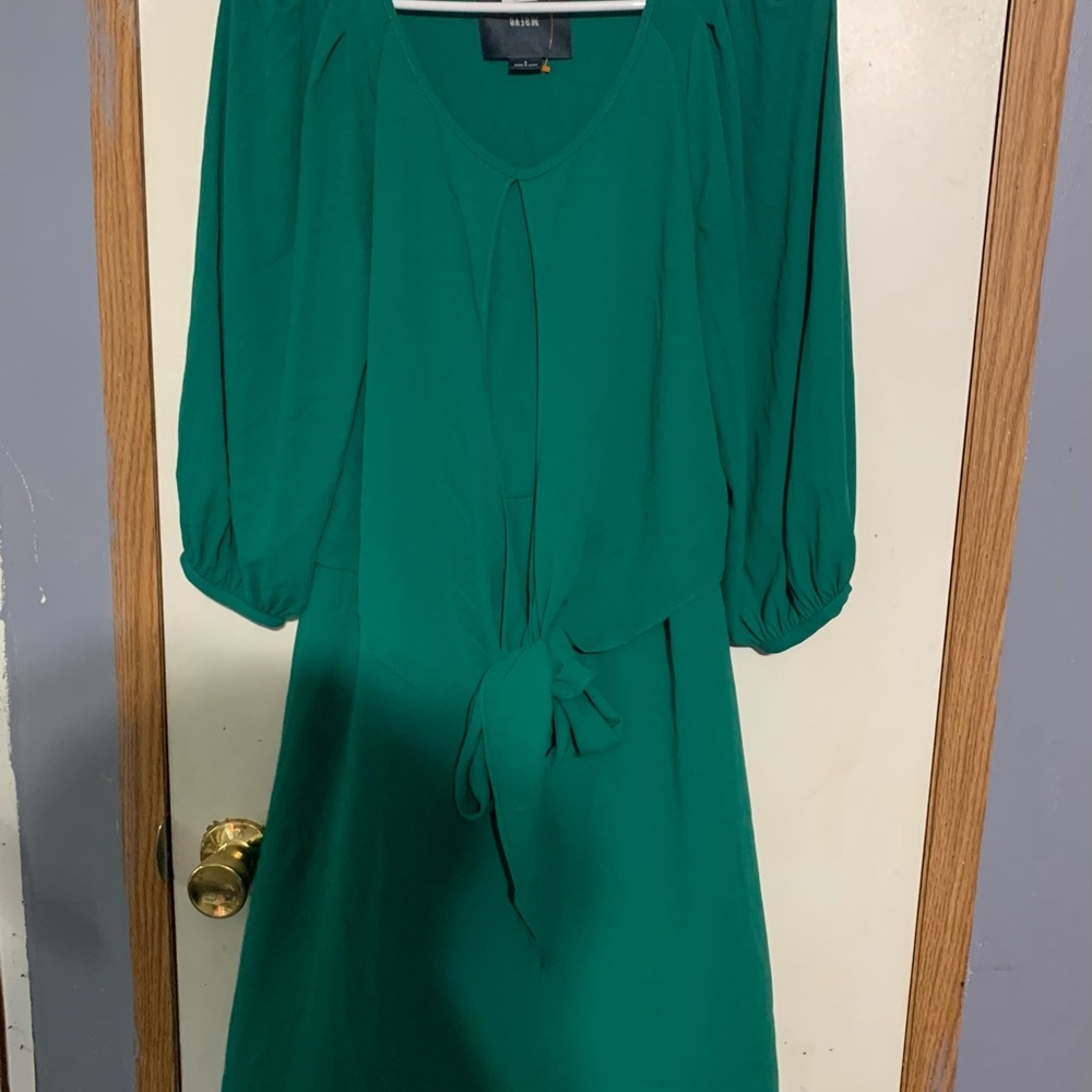 Anthropologie Maeve Valparaiso Emerald Green Chiffon Dress Tie Front